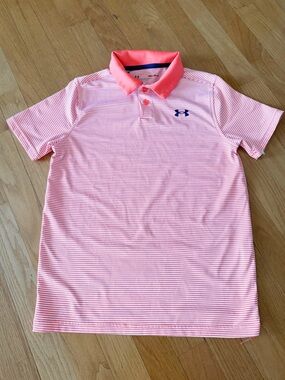 Under Armour Kids' Dri Fit Golf Striped Polo Shirt Medium